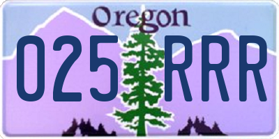 OR license plate 025RRR