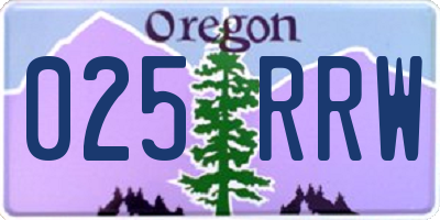OR license plate 025RRW