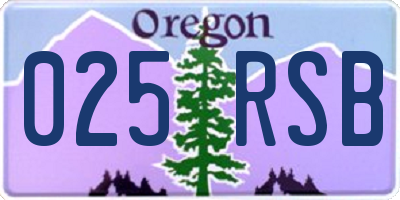 OR license plate 025RSB