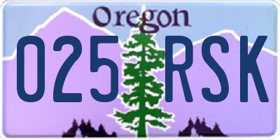 OR license plate 025RSK