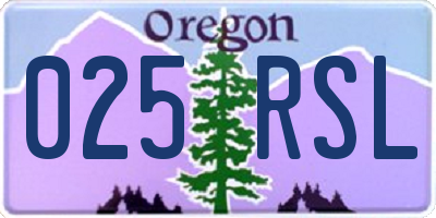OR license plate 025RSL