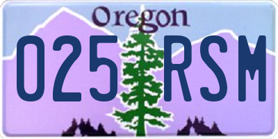 OR license plate 025RSM