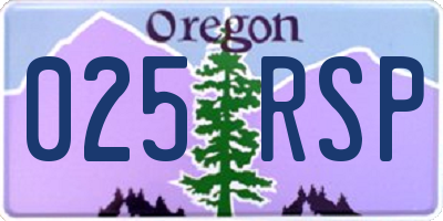 OR license plate 025RSP