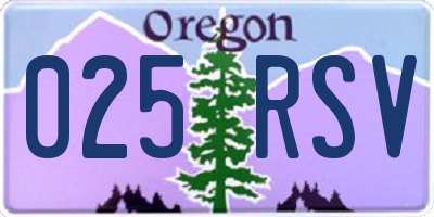 OR license plate 025RSV