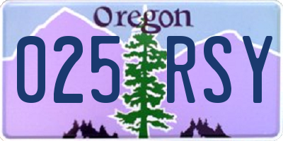 OR license plate 025RSY