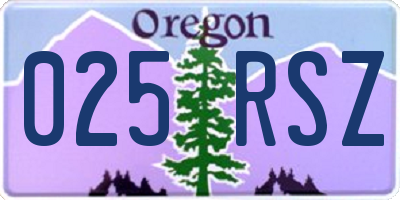 OR license plate 025RSZ
