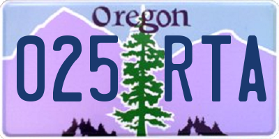OR license plate 025RTA