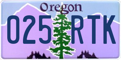 OR license plate 025RTK