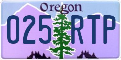 OR license plate 025RTP
