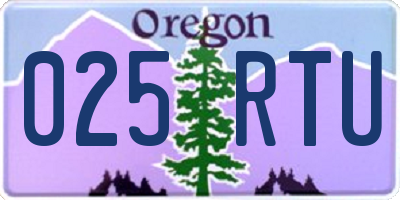 OR license plate 025RTU