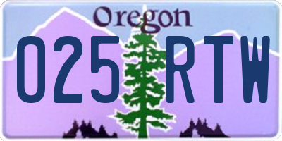 OR license plate 025RTW