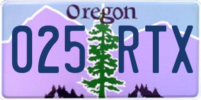 OR license plate 025RTX