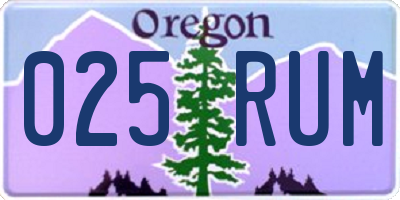 OR license plate 025RUM