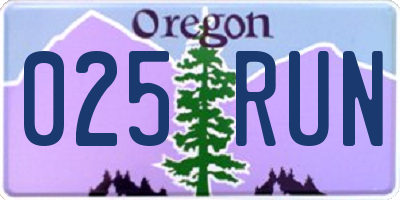 OR license plate 025RUN