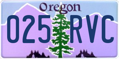 OR license plate 025RVC