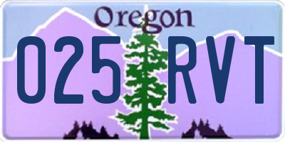OR license plate 025RVT