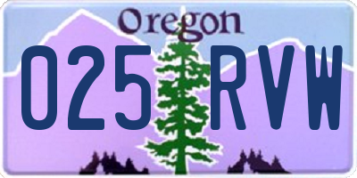 OR license plate 025RVW