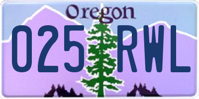 OR license plate 025RWL