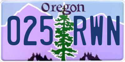 OR license plate 025RWN