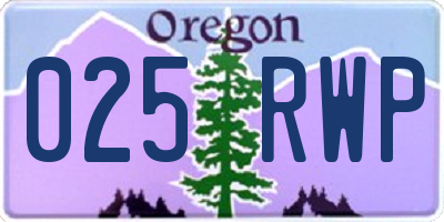 OR license plate 025RWP