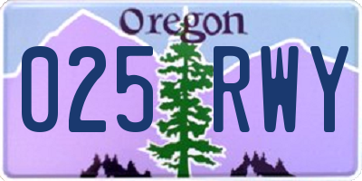 OR license plate 025RWY