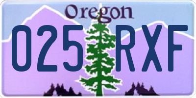 OR license plate 025RXF