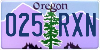 OR license plate 025RXN