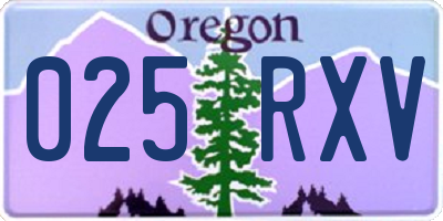 OR license plate 025RXV