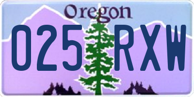 OR license plate 025RXW