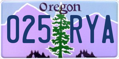 OR license plate 025RYA