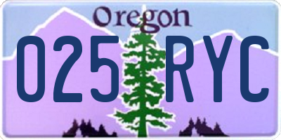 OR license plate 025RYC