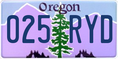 OR license plate 025RYD