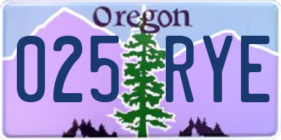 OR license plate 025RYE
