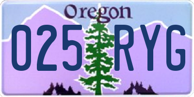 OR license plate 025RYG