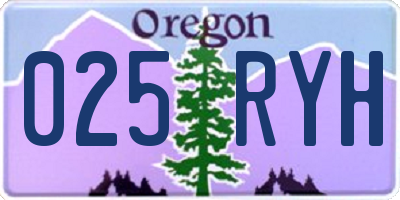 OR license plate 025RYH