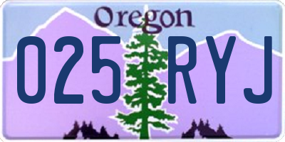 OR license plate 025RYJ
