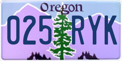 OR license plate 025RYK