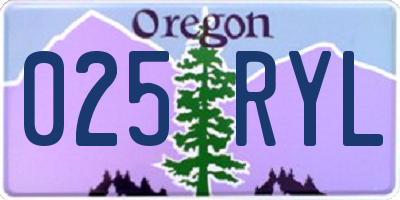OR license plate 025RYL
