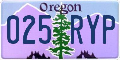 OR license plate 025RYP