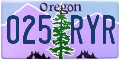 OR license plate 025RYR
