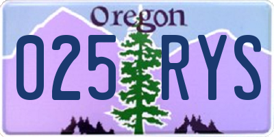 OR license plate 025RYS