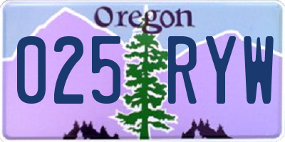 OR license plate 025RYW