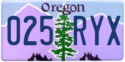 OR license plate 025RYX