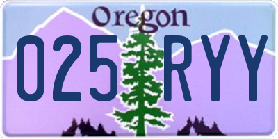 OR license plate 025RYY