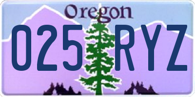 OR license plate 025RYZ