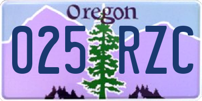 OR license plate 025RZC