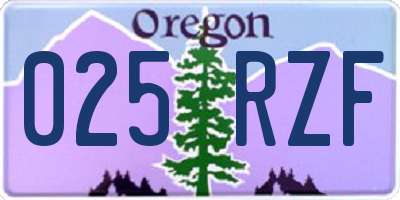 OR license plate 025RZF
