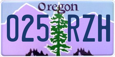 OR license plate 025RZH