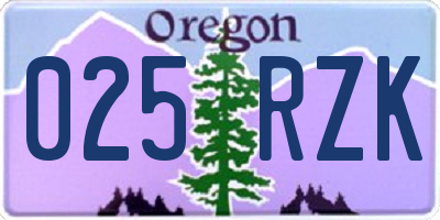 OR license plate 025RZK