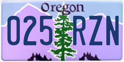 OR license plate 025RZN